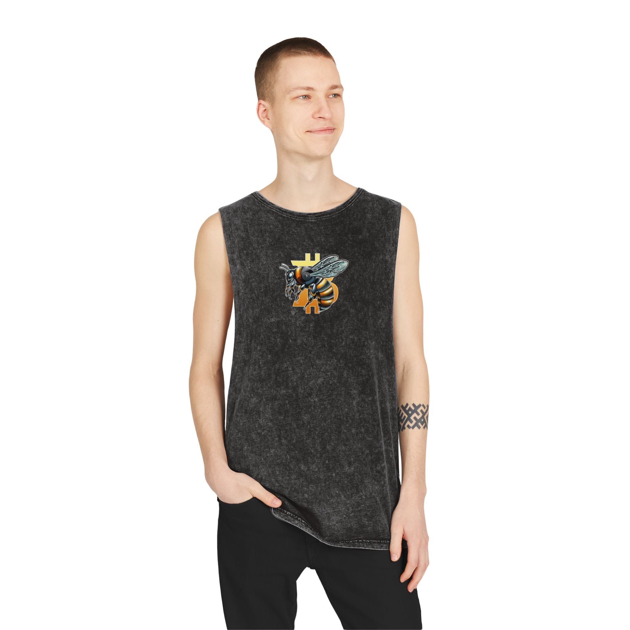 Bitcoin/CypherHornet" Bold Logo - Unisex Moon Harbor Stonewash Deep Underarm Tank Top | Crypto Gift 13
