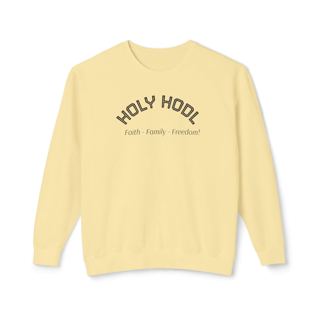 "HOLY HODL Faith - Family - Freedom" Unisex Bitcoin Crewneck Sweatshirt | Crypto gift