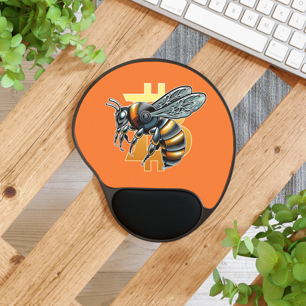 Bitcoin/CypherHornet Bold Custom Logo - Orange Work or Gamer Mouse Pad with Wrist Rest | Crypto Gift 137