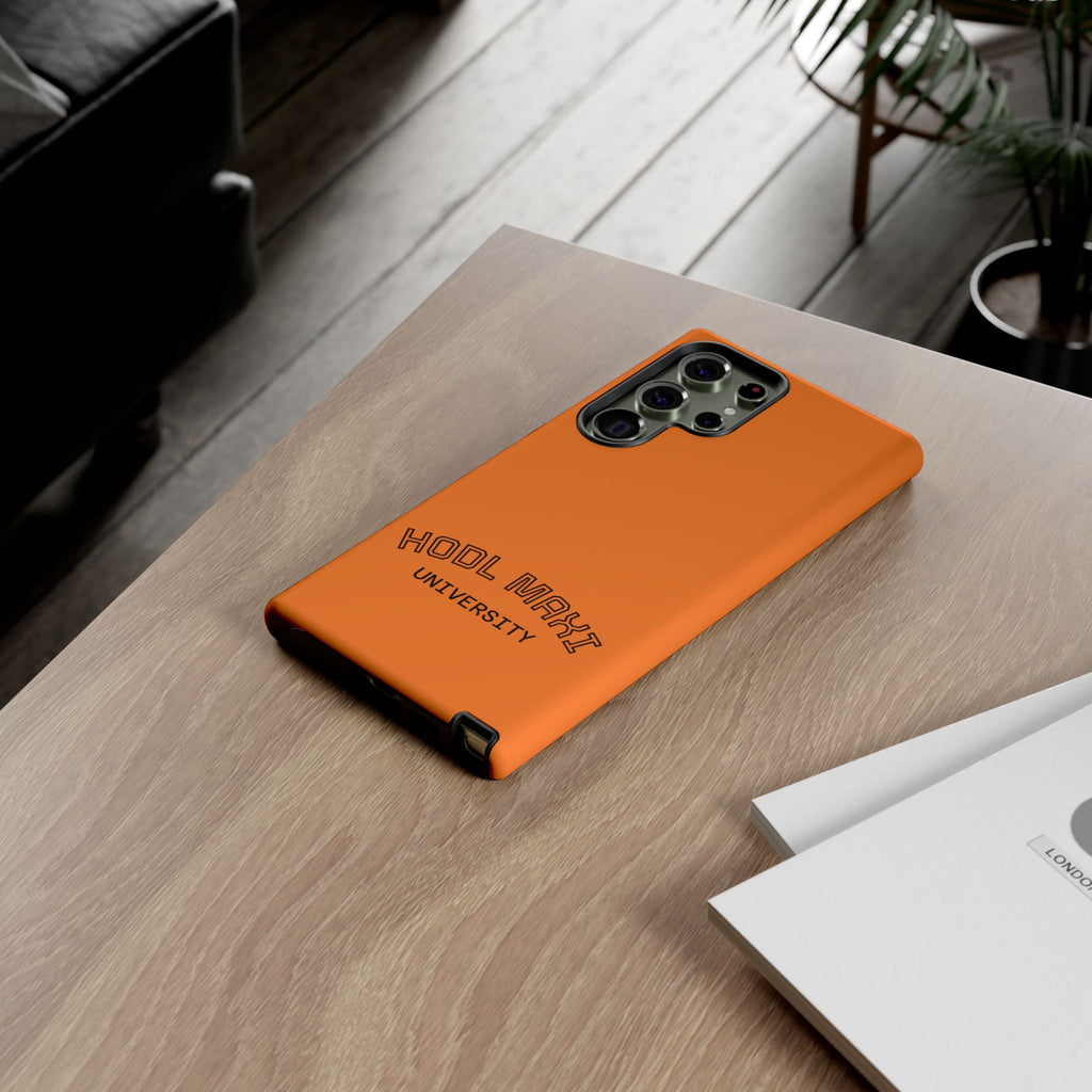 HODL MAXI University Phone Case — Orange Protective Crypto Design