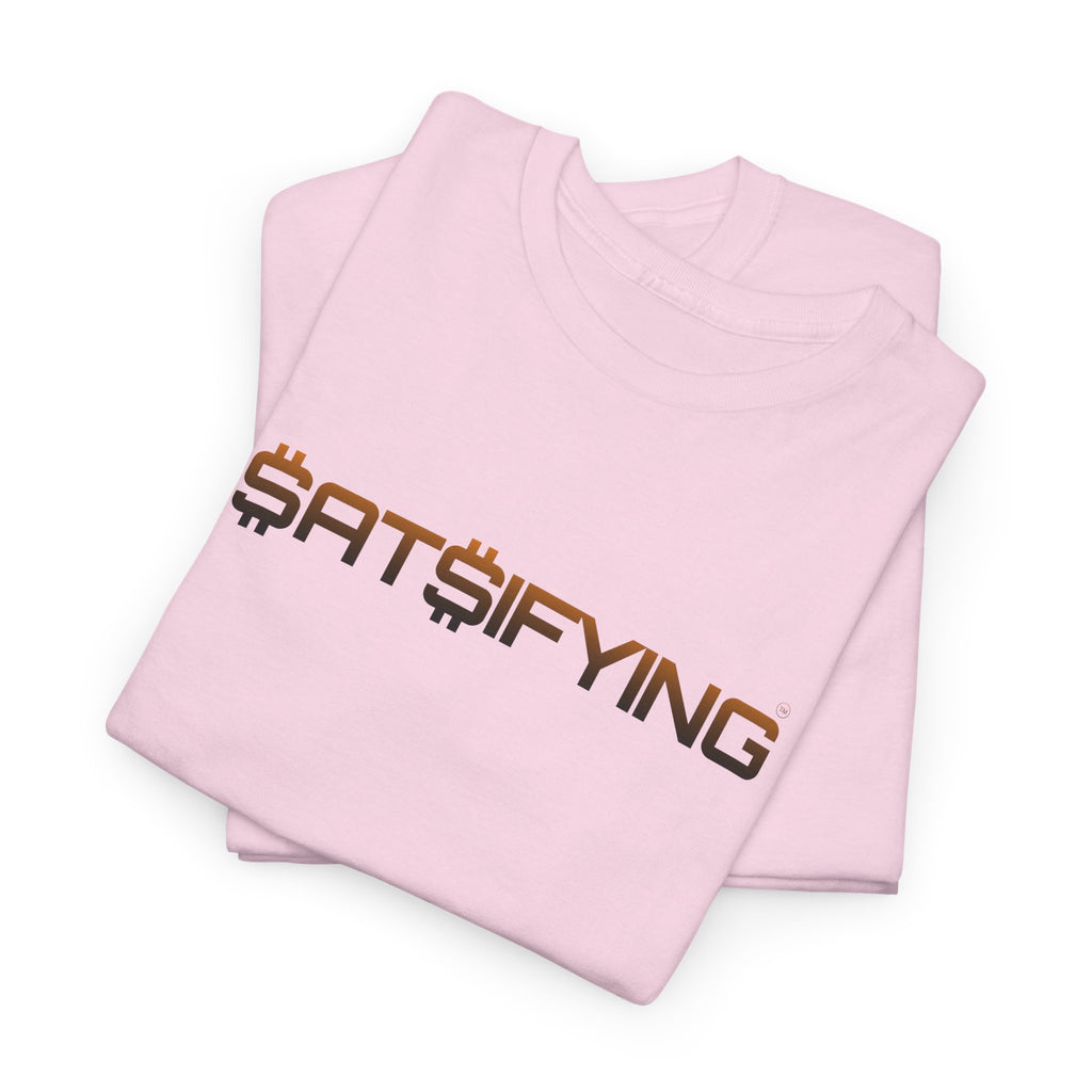 SATSIFYING Minimalist Graphic Bleed Tee — Sassy Futuristic Tech Typography T-Shirt | Crypto Gift 93