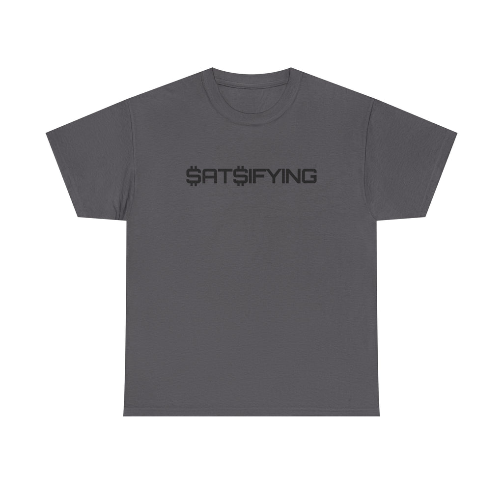 SATSIFYING Minimalist Black Font Graphic Tee - Futuristic Tech Typography T-Shirt | Crypto Gift 92