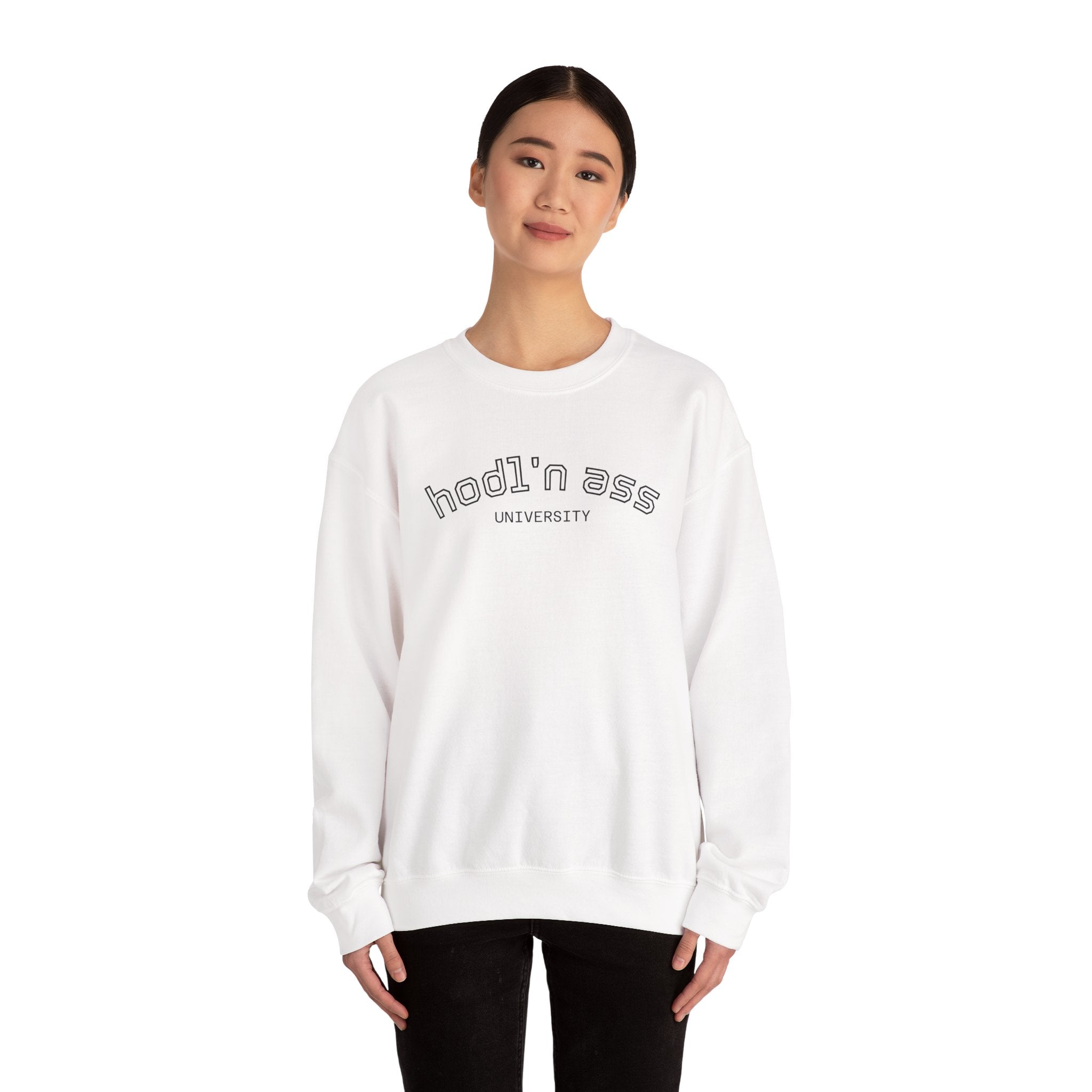 "hodl'n ass University" BITCOIN Sweatshirt — Crypto Humor Crewneck | Crypto Gift