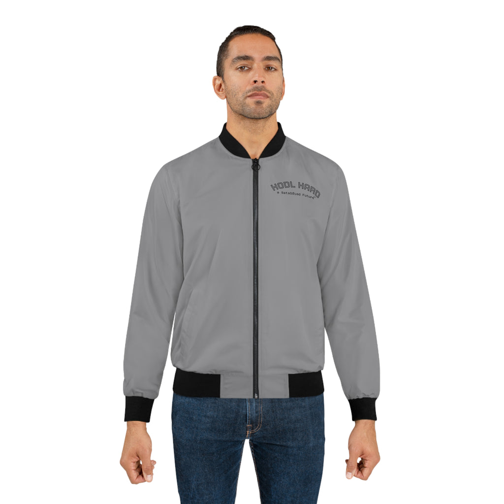 "HODL HARD . a SatsOfied Future" | Bitcoin Bomber Jacket — Men's Lightweight Streetwear | Crypto Gift 5