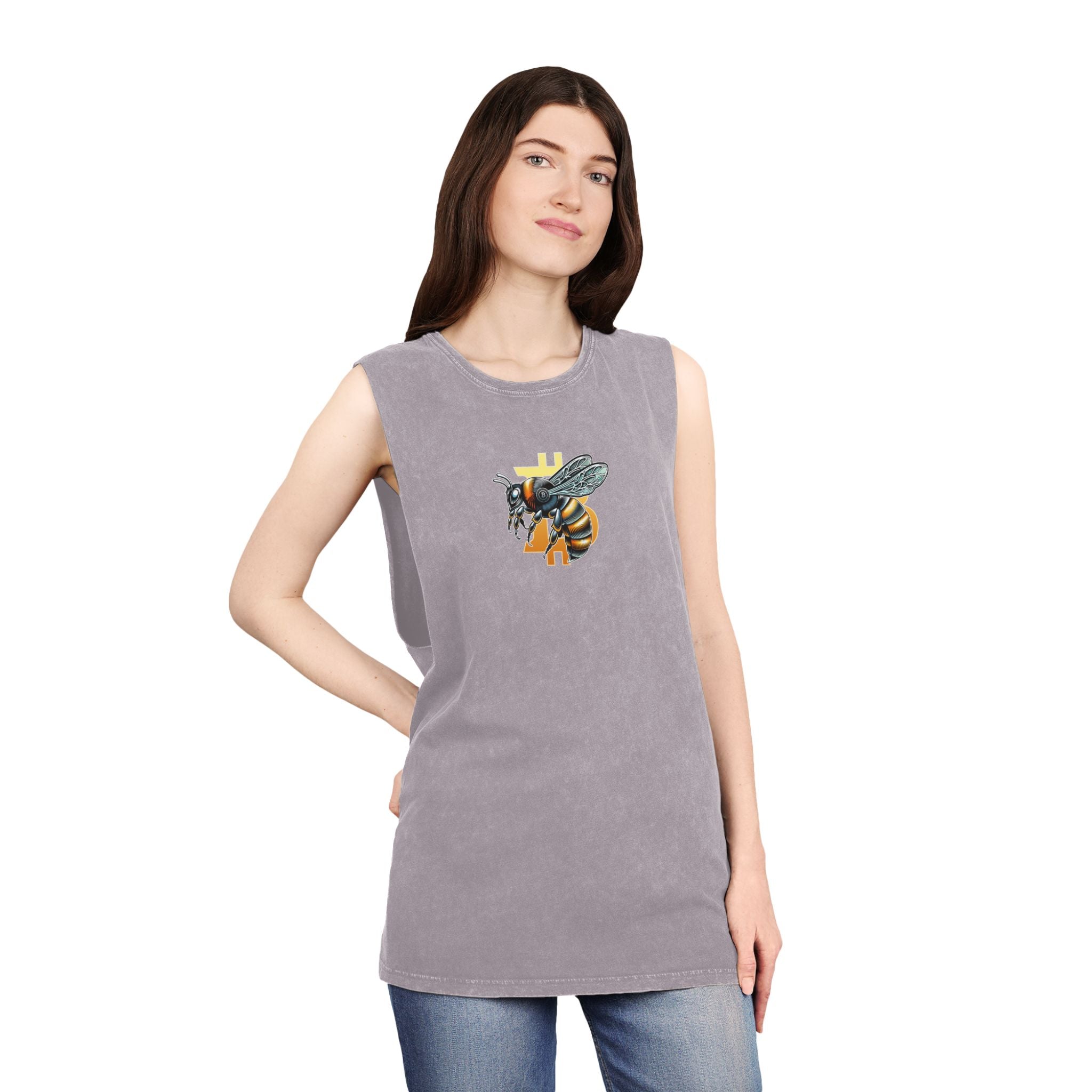 Bitcoin/CypherHornet" Bold Logo - Unisex Moon Harbor Stonewash Deep Underarm Tank Top | Crypto Gift 13