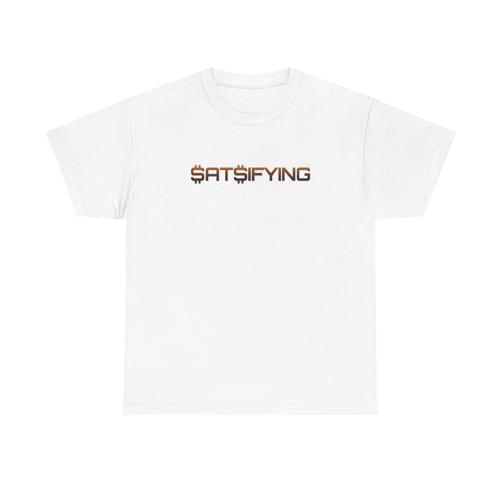 SATSIFYING Minimalist Graphic Bleed Tee — Futuristic Tech Typography T-Shirt