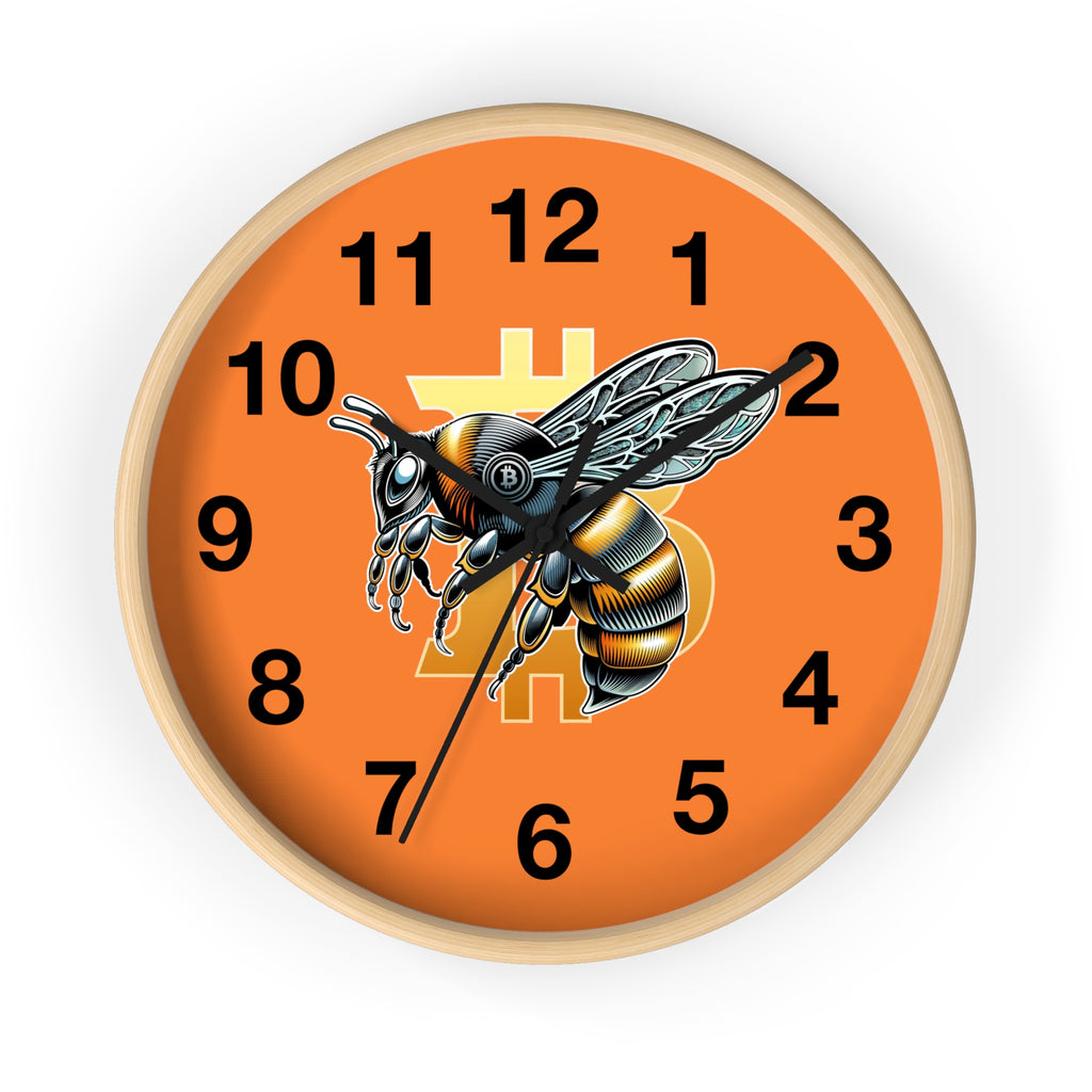 Bitcoin CypherHornet * Wall Clock - Retro Orange Crypto Bee Clock with Black Arms for Home & Office | Crypto Gift 203