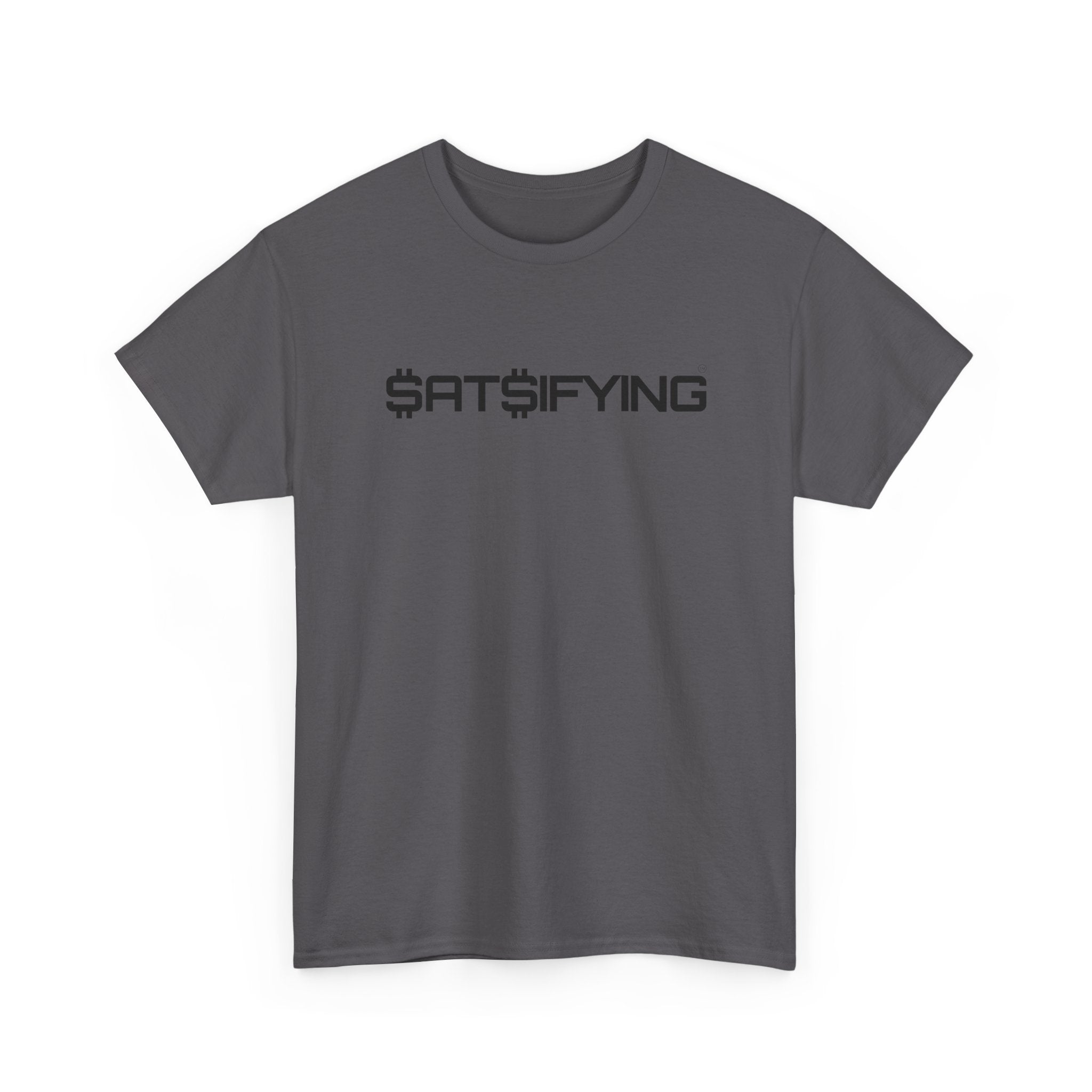 SATSIFYING Minimalist Black Font Graphic Tee - Futuristic Tech Typography T-Shirt | Crypto Gift 92