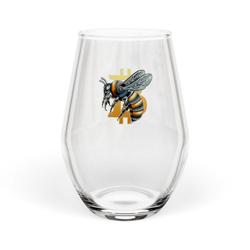 "Bitcoin/CypherHornet"  - Stemless Wine Glass - Vintage Campus Design, 11.75 oz  | Crypto Gift 243