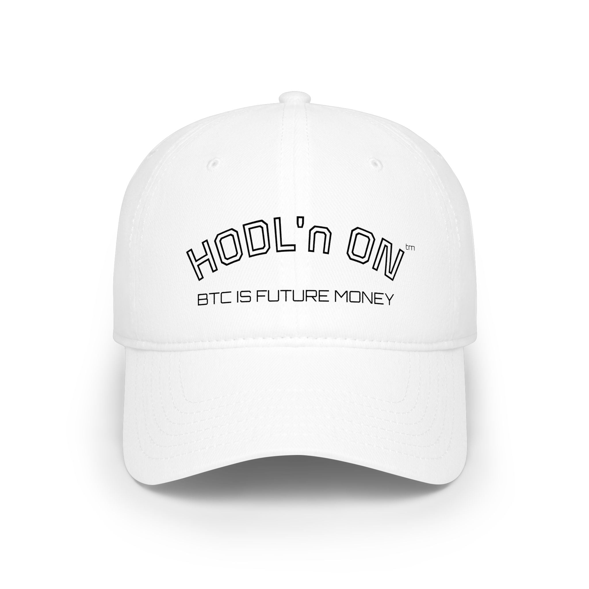 "HODL'n ON BTC IS FUTURE MONEY" stressed  Baseball Cap — Crypto Low Profile Hat | Crypto gift