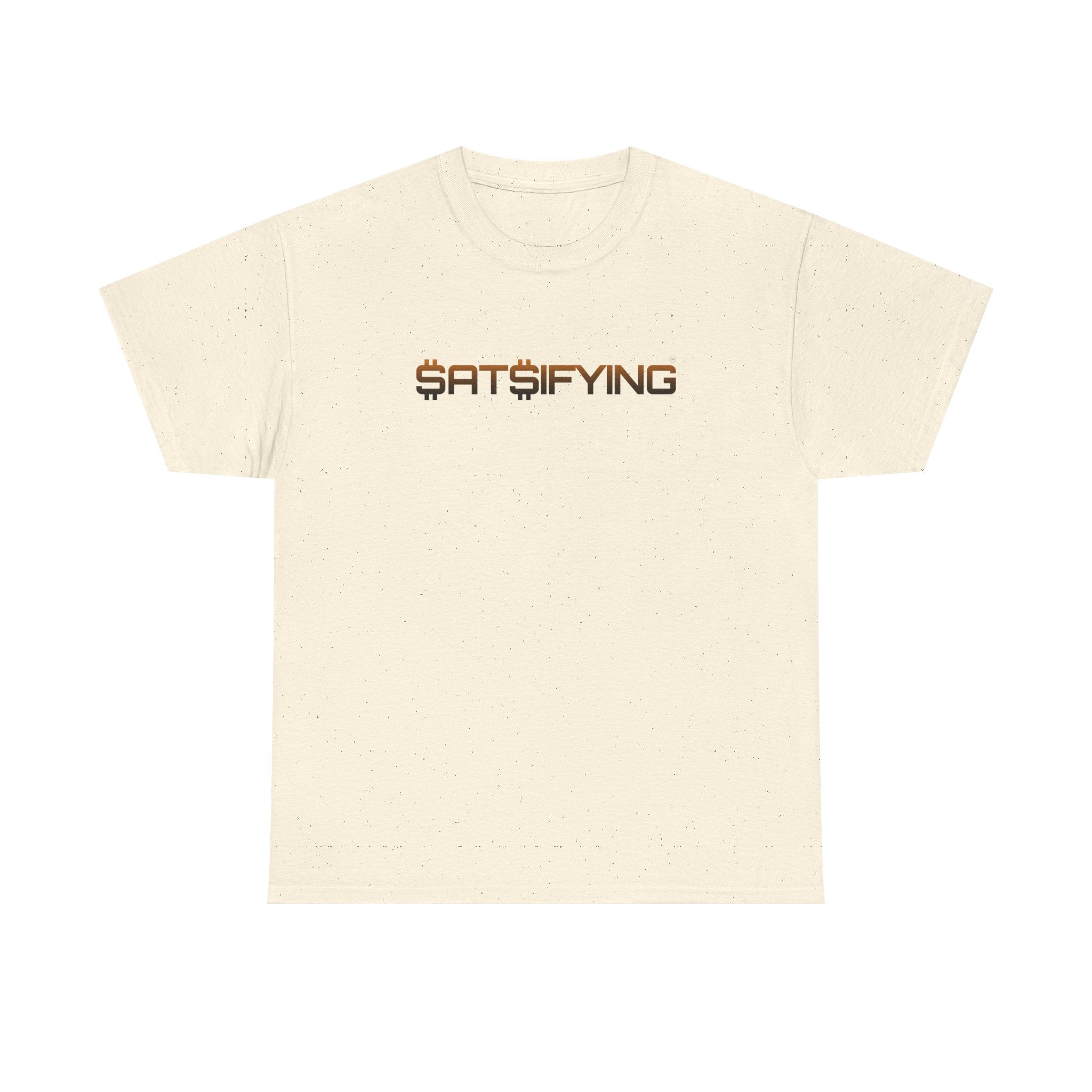 SATSIFYING Minimalist Graphic Bleed Tee — Futuristic Tech Typography T-Shirt
