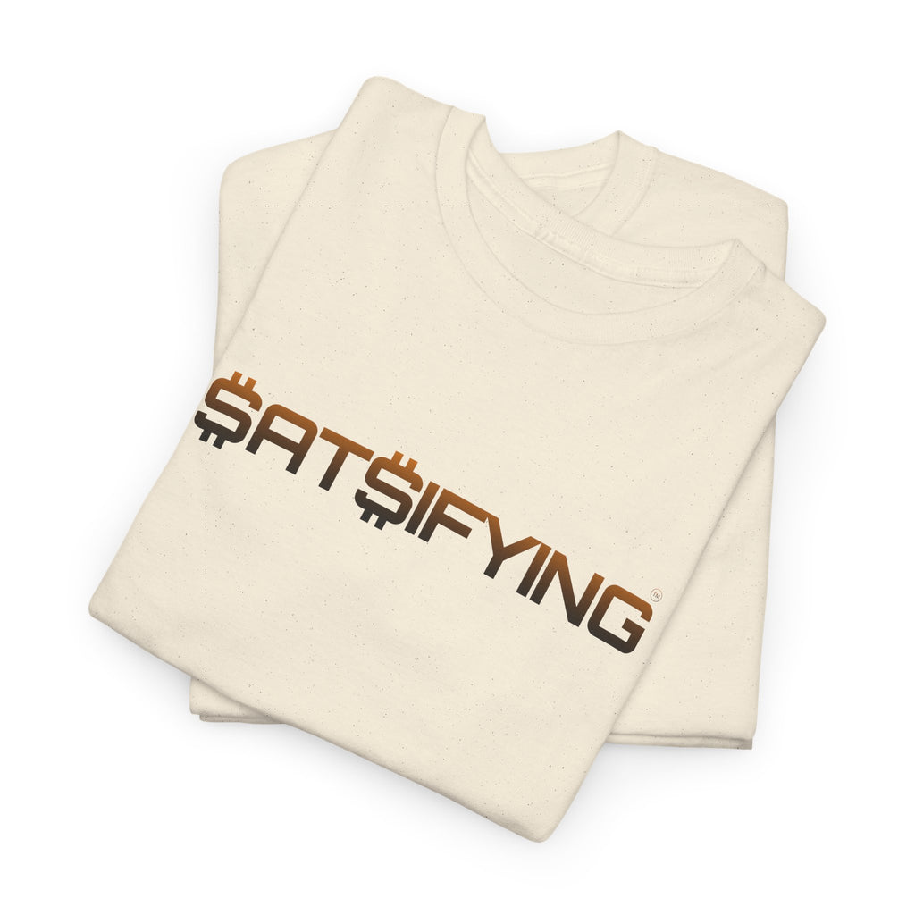SATSIFYING Minimalist Graphic Bleed Tee — Sassy Futuristic Tech Typography T-Shirt | Crypto Gift 93