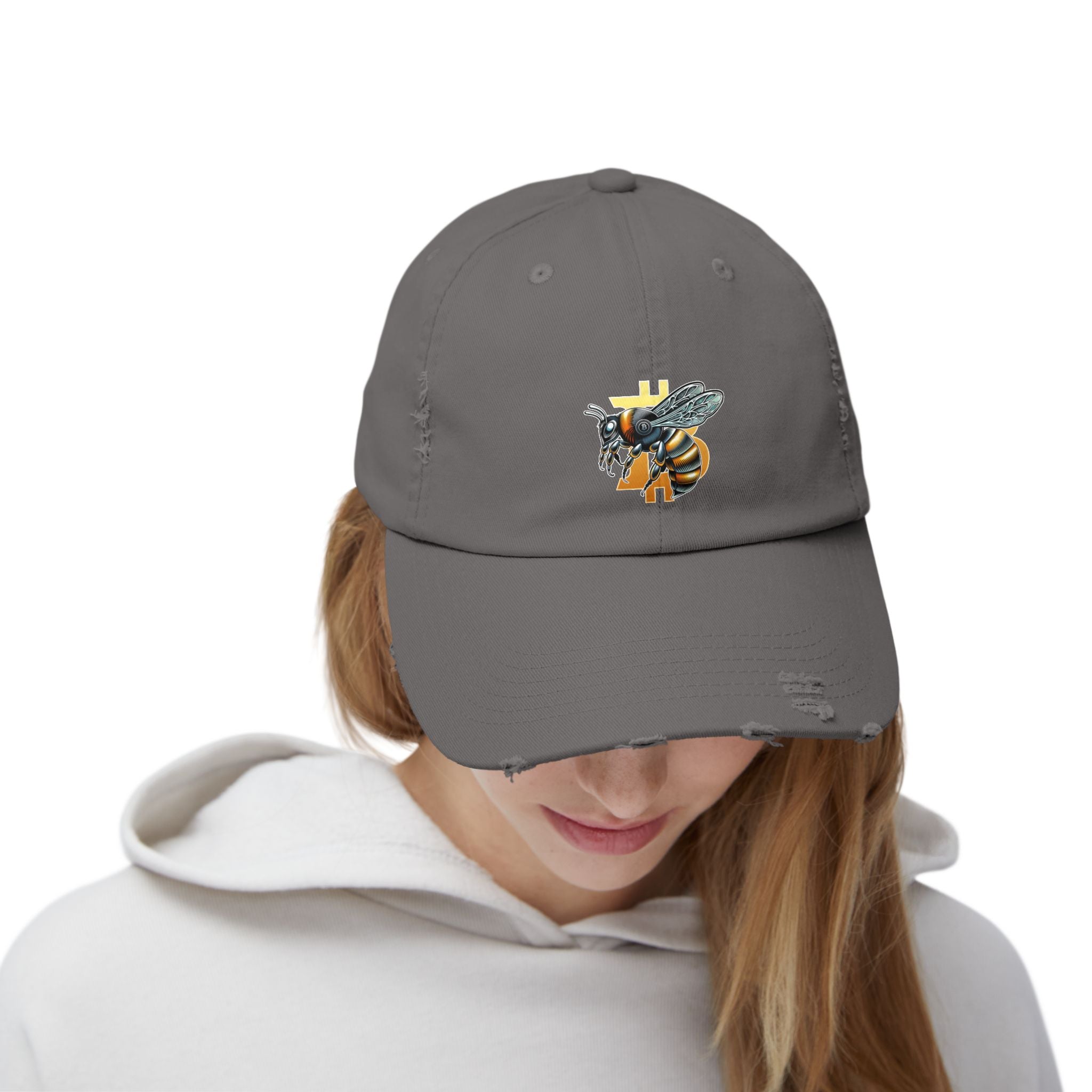 "CypherHornet-Bitcoin" Distressed Unisex Ball Cap |Crypto gift