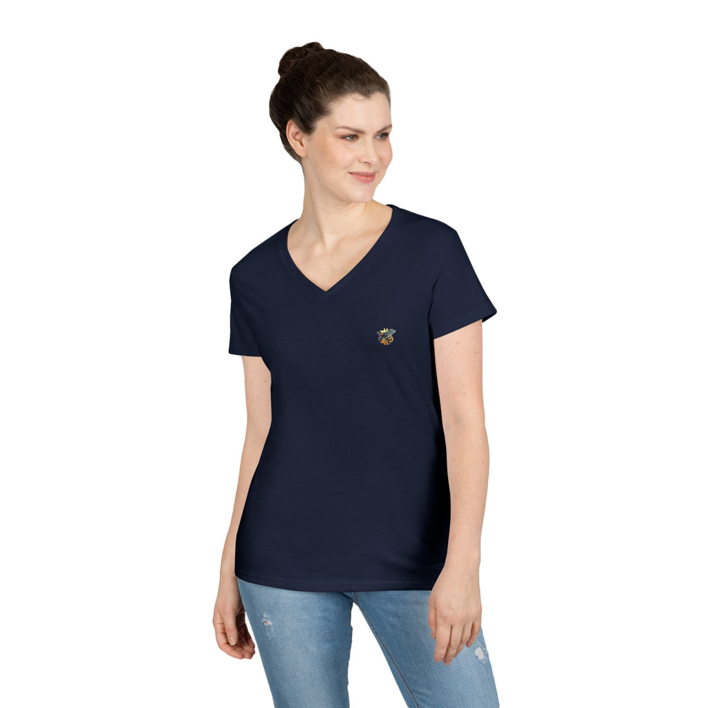 Bitcoin/Cypher Hornet - Pocket Money - Ladies V-Neck Tee - Funny Retro Text | Crypto Gift 120b