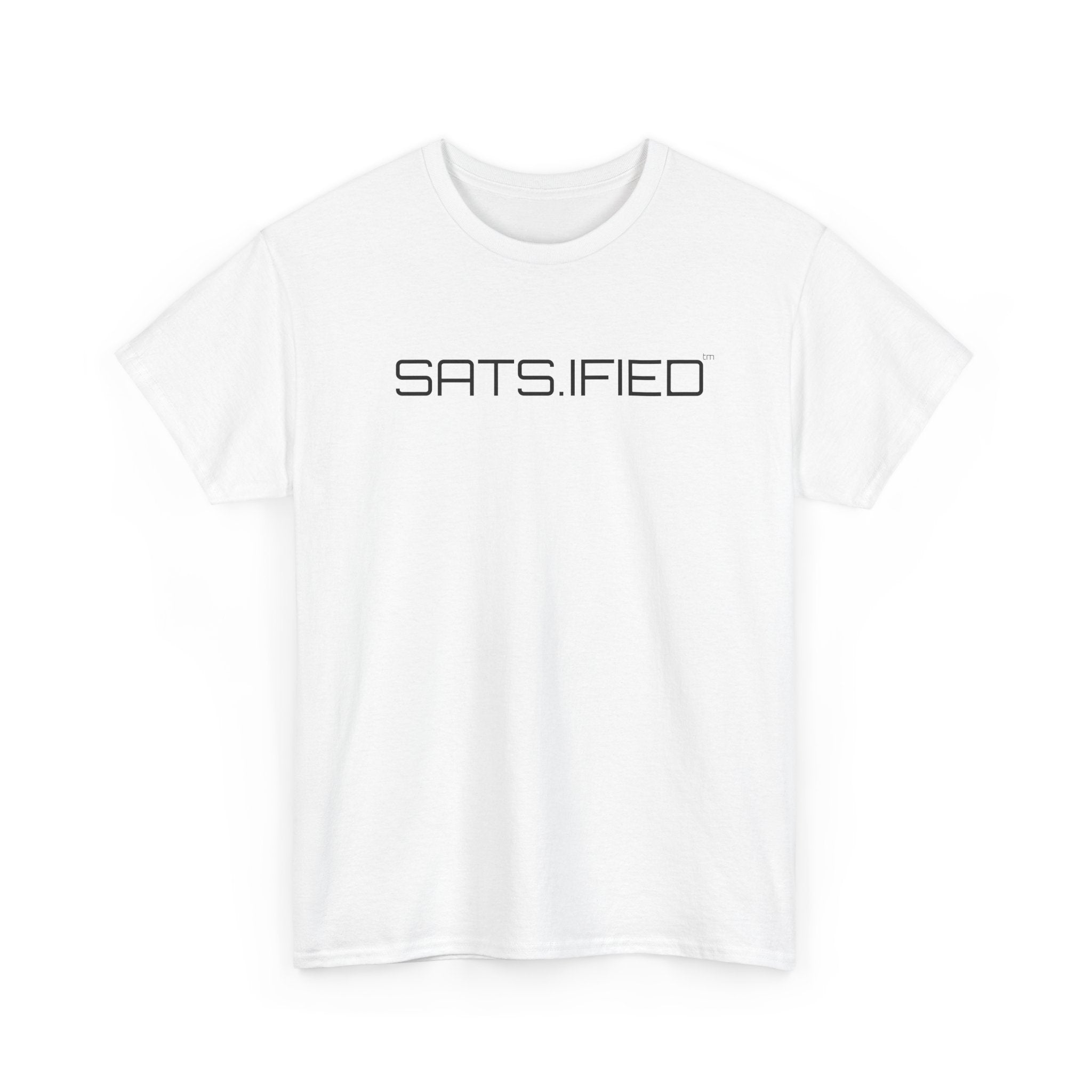 SATS.IFIED Minimalist Graphic Tee — Futuristic Tech Typography T-Shirt
