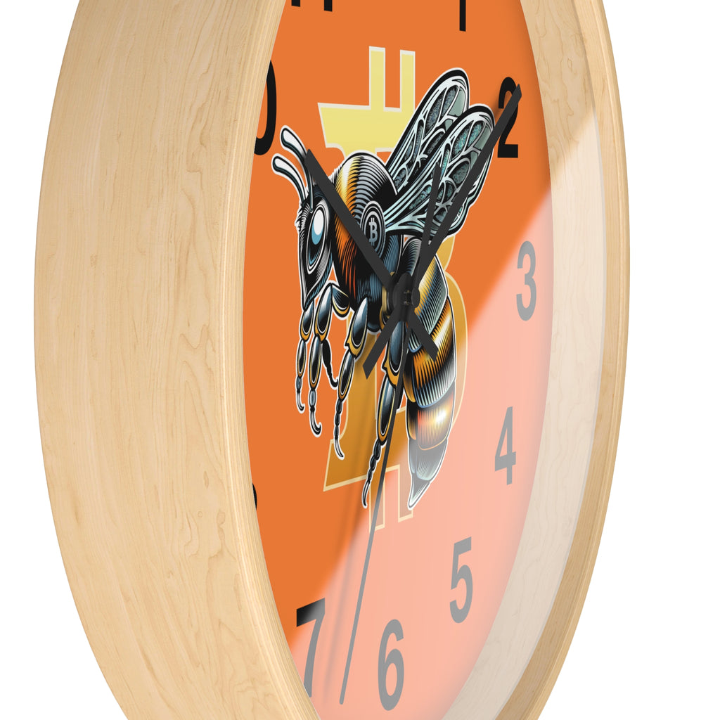Bitcoin CypherHornet * Wall Clock - Retro Orange Crypto Bee Clock with Black Arms for Home & Office | Crypto Gift 203