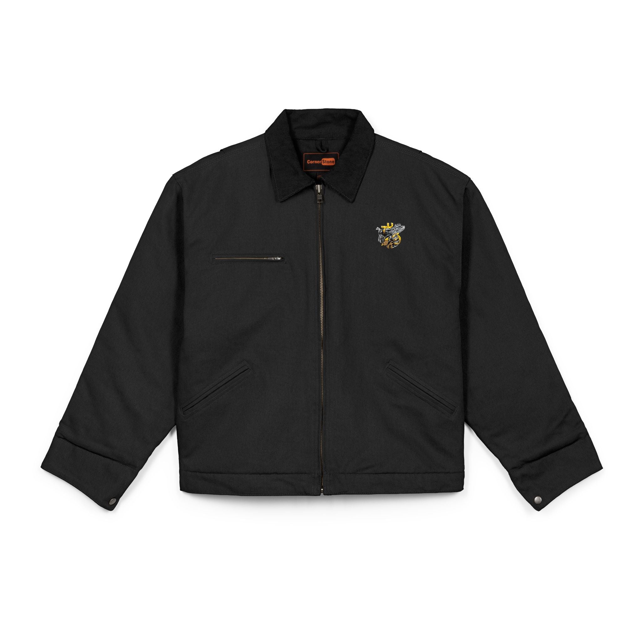 "CypherHornet-Bitcoin"  Embroidered Work Jacket  — Durable Duck Cloth Work Coat | Crypto Gift