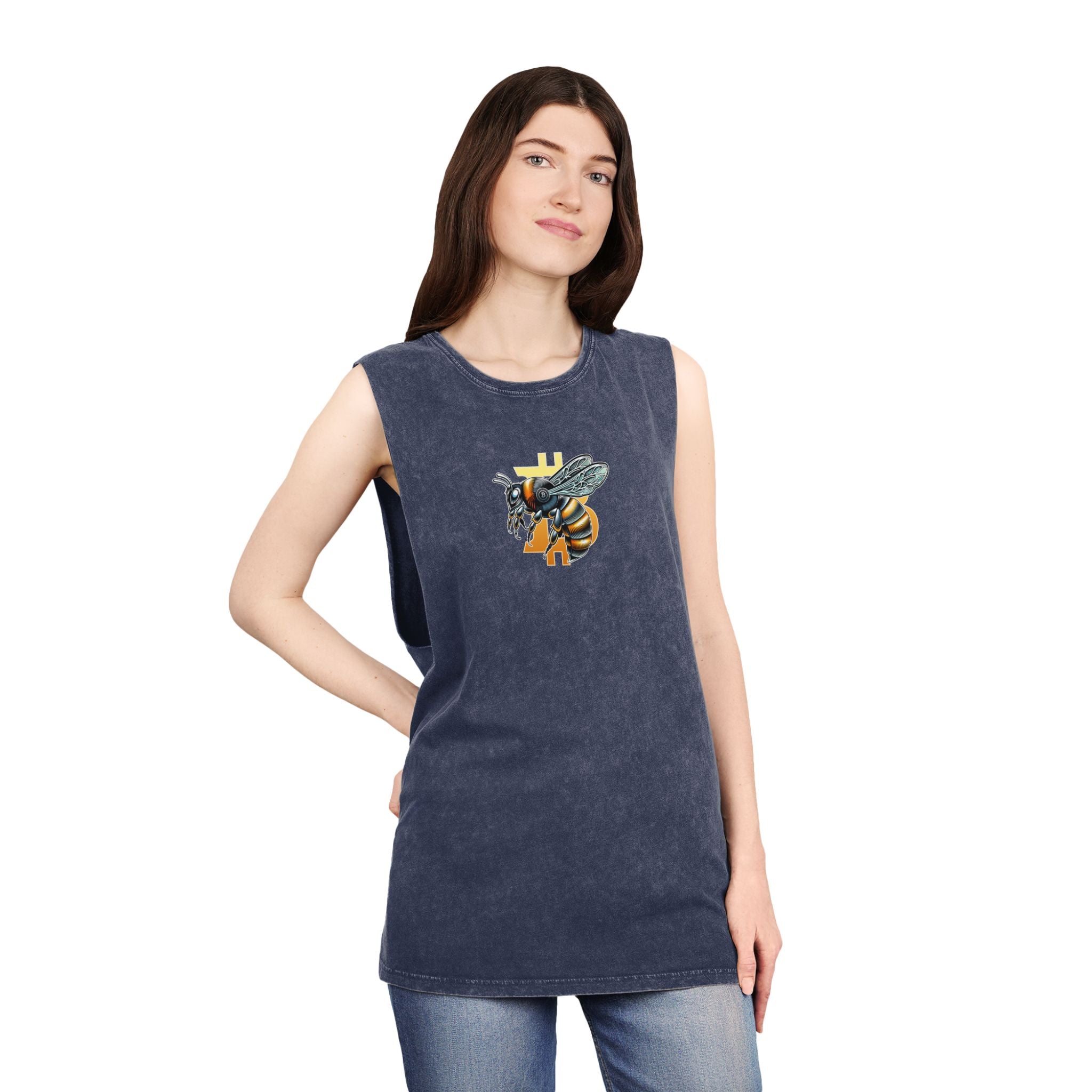Bitcoin/CypherHornet" Bold Logo - Unisex Moon Harbor Stonewash Deep Underarm Tank Top | Crypto Gift 13