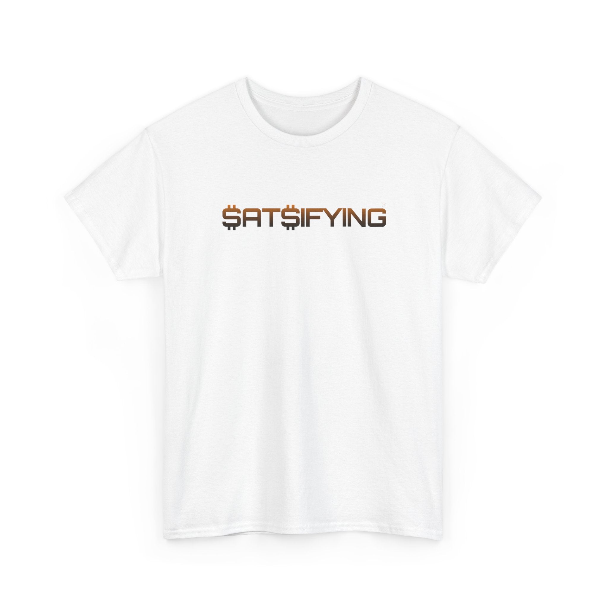 SATSIFYING Minimalist Graphic Bleed Tee — Sassy Futuristic Tech Typography T-Shirt | Crypto Gift 93