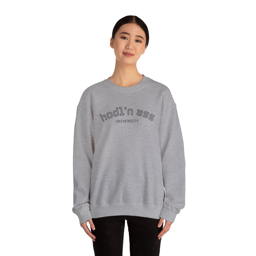 "hodl'n ass University" BITCOIN Sweatshirt — Crypto Humor Crewneck | Crypto Gift