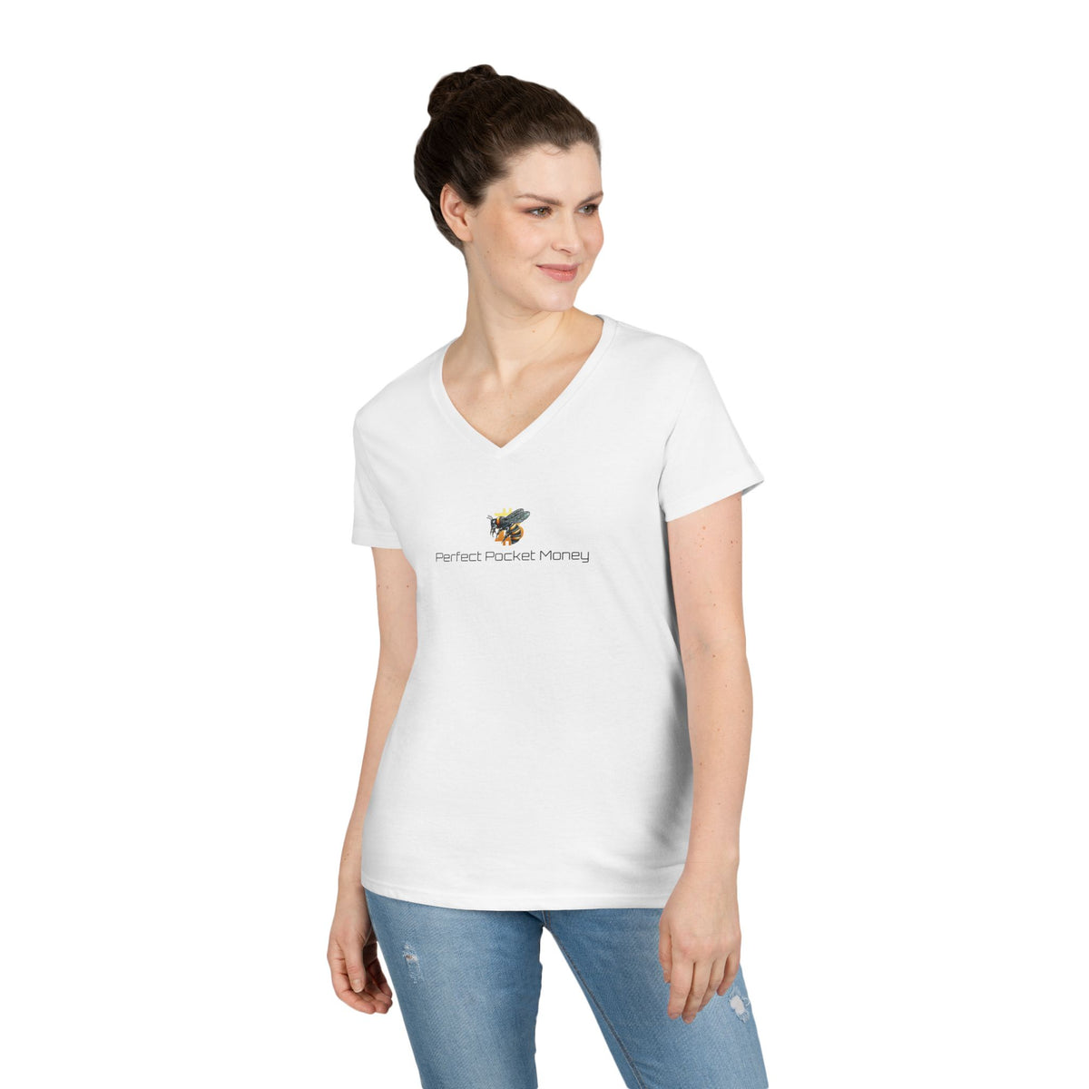 Bitcoin/Cypherhornet | "Perfect Pocket Money" | Custom Logo |  Ladies V-Neck Tee | Crypto Gift S120b