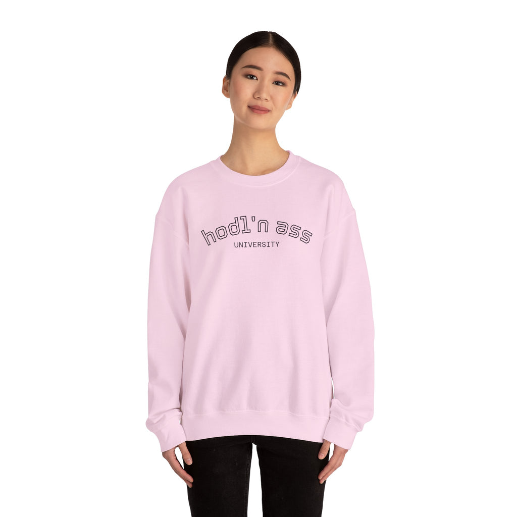 "hodl'n ass University" BITCOIN Sweatshirt — Crypto Humor Crewneck | Crypto Gift